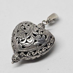 DOUG PAULUS 925 Silver - Vintage Filigree Puffy Heart Pendant PD 925 India